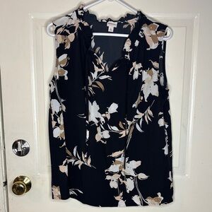 Merona Black Floral Tie-Front Sleeveless Camisole